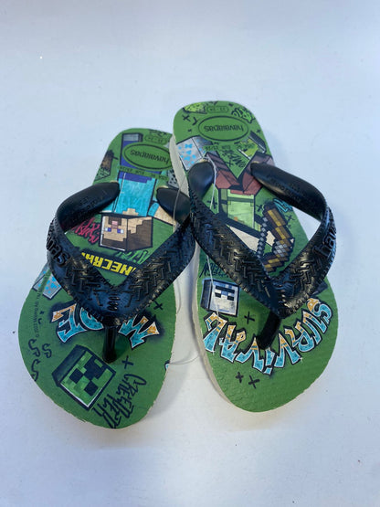 Chinelo Havaianas Kids Top Minecraft Bege Palha