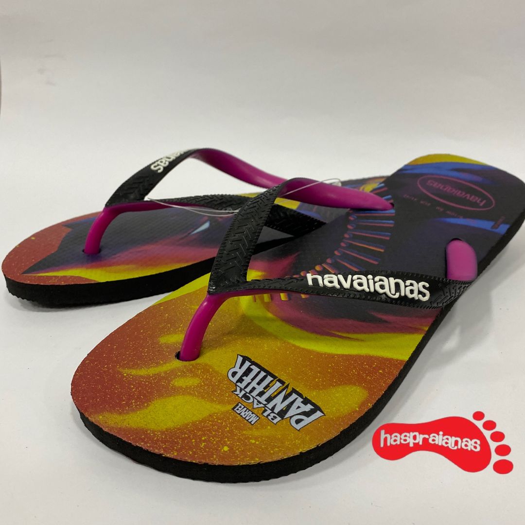 Chinelo Havaianas Top Marvel fc Preto/Pink Eletric