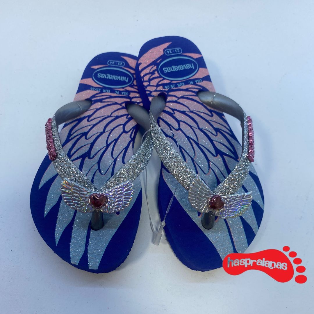 Chinelo Havaianas Slim Kids Glitter II Azul Naval