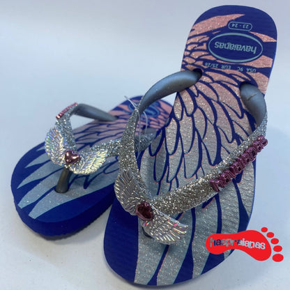 Chinelo Havaianas Slim Kids Glitter II Azul Naval