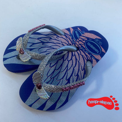 Chinelo Havaianas Slim Kids Glitter II Azul Naval