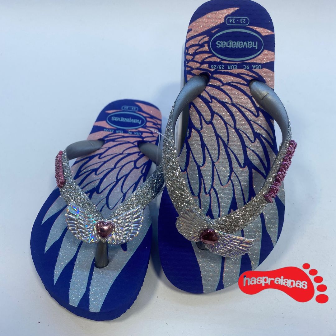 Chinelo Havaianas Slim Kids Glitter II Azul Naval