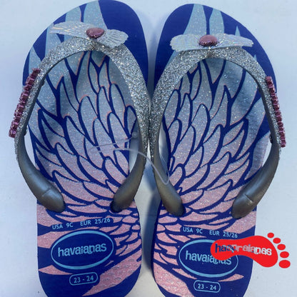 Chinelo Havaianas Slim Kids Glitter II Azul Naval