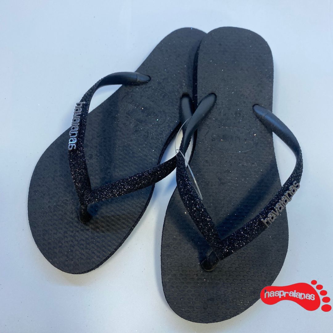 Chinelo Havaianas Slim Sparkle Preto