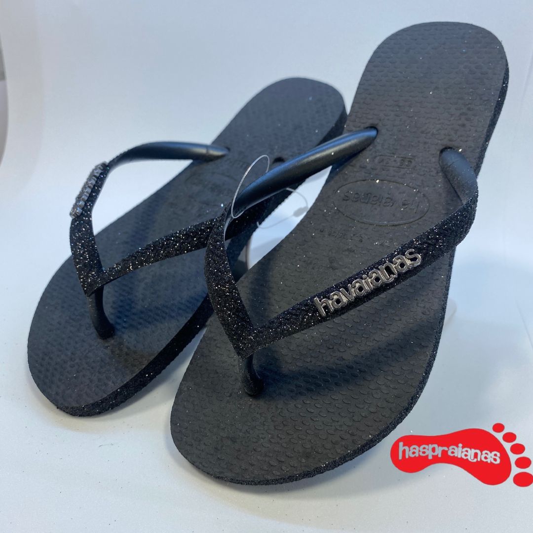 Chinelo Havaianas Slim Sparkle Preto