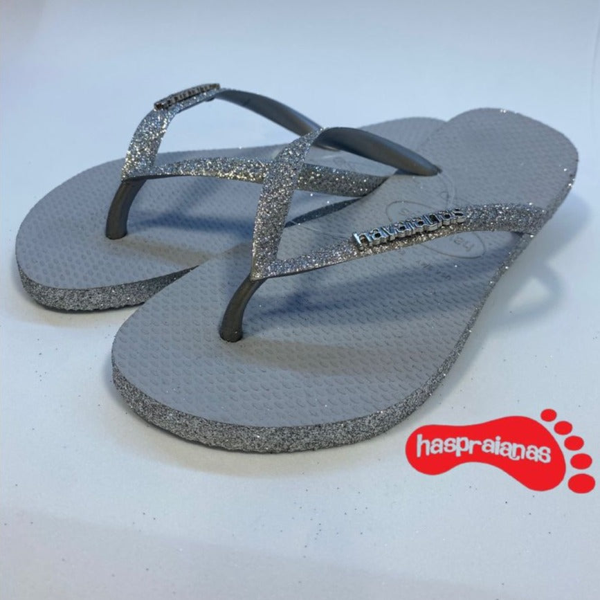 Chinelo Havaianas Slim Sparkle II Cinza Gelo