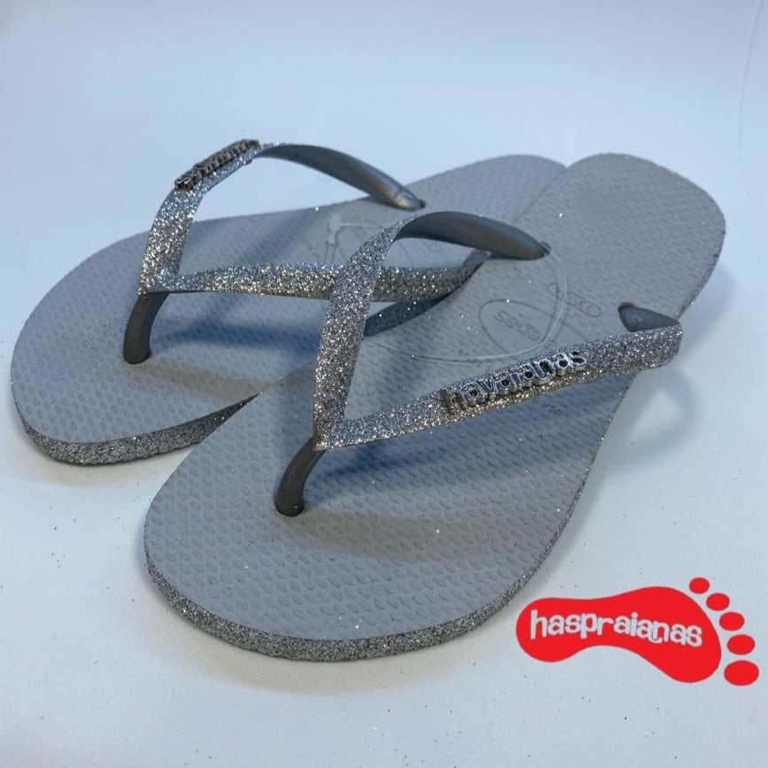 Chinelo Havaianas Slim Sparkle II Cinza Gelo