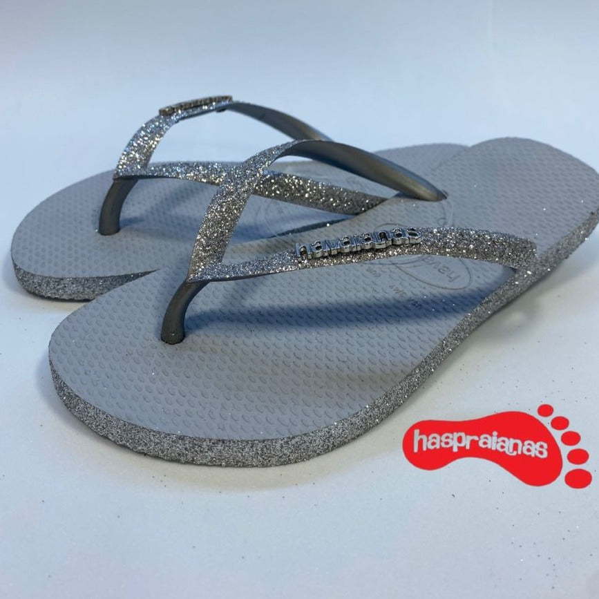 Chinelo Havaianas Slim Sparkle II Cinza Gelo