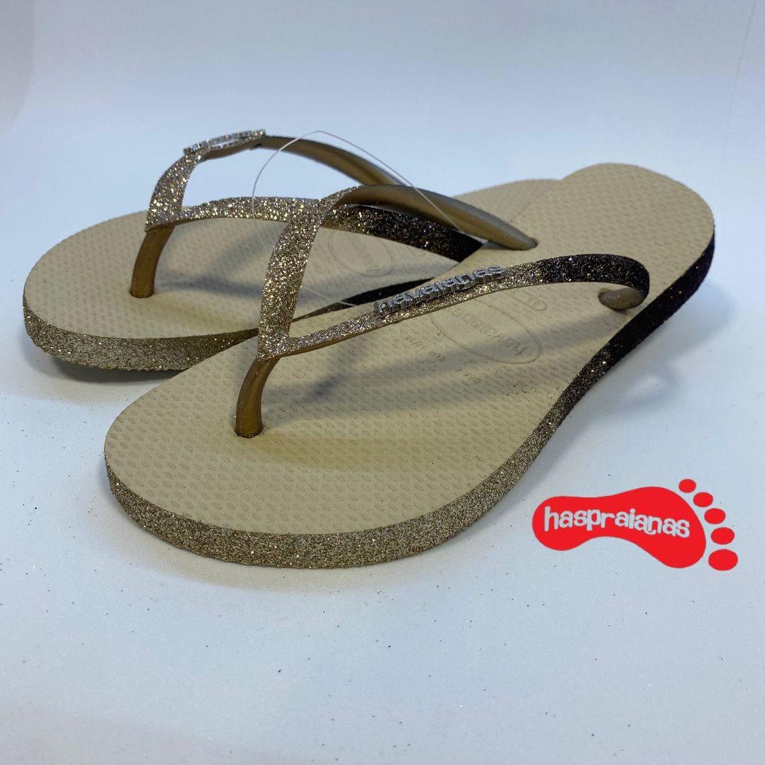 Chinelo Havaianas Slim Sparkle Areia