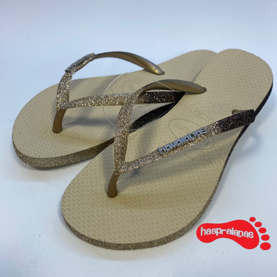 Chinelo Havaianas Slim Sparkle Areia