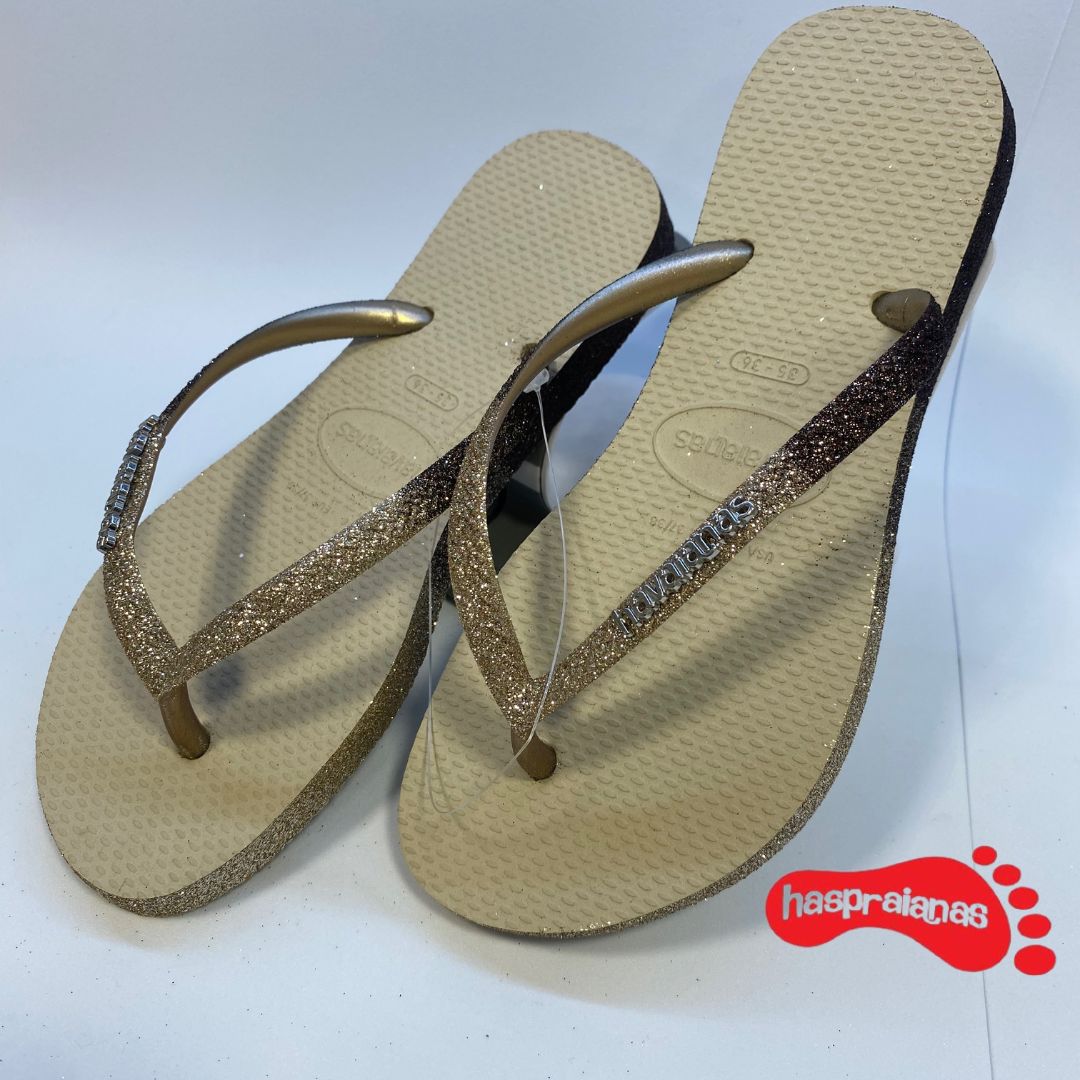 Chinelo Havaianas Slim Sparkle Areia