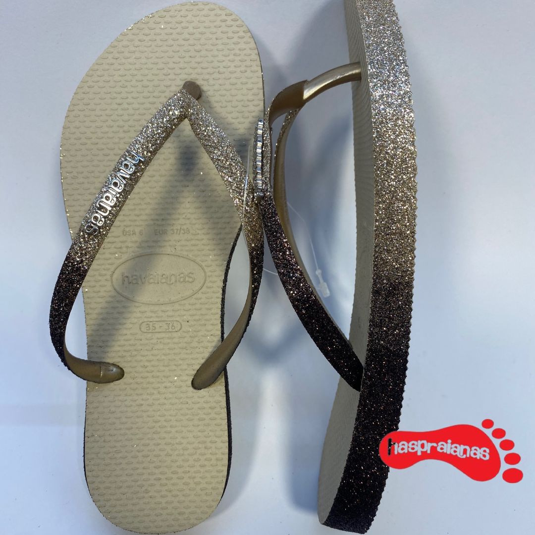 Chinelo Havaianas Slim Sparkle Areia