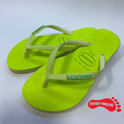 Chinelo Havaianas Slim Glitter Neon Lima