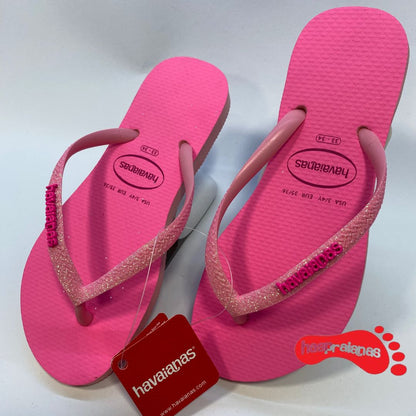 Chinelo Havaianas Slim Glitter Neon Rosa Macaron