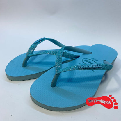 Chinelo Havaianas Slim Glitter Neon Azul Water