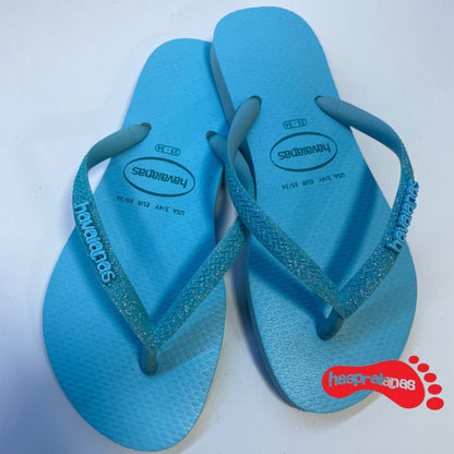 Chinelo Havaianas Slim Glitter Neon Azul Water