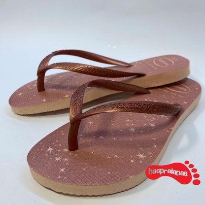 Chinelo Havaianas KIids Slim Gloss Rosa Ballet/Dourado