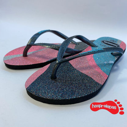 Chinelo Havaianas Slim Palette Glow Preta