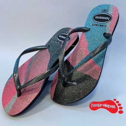 Chinelo Havaianas Slim Palette Glow Preta