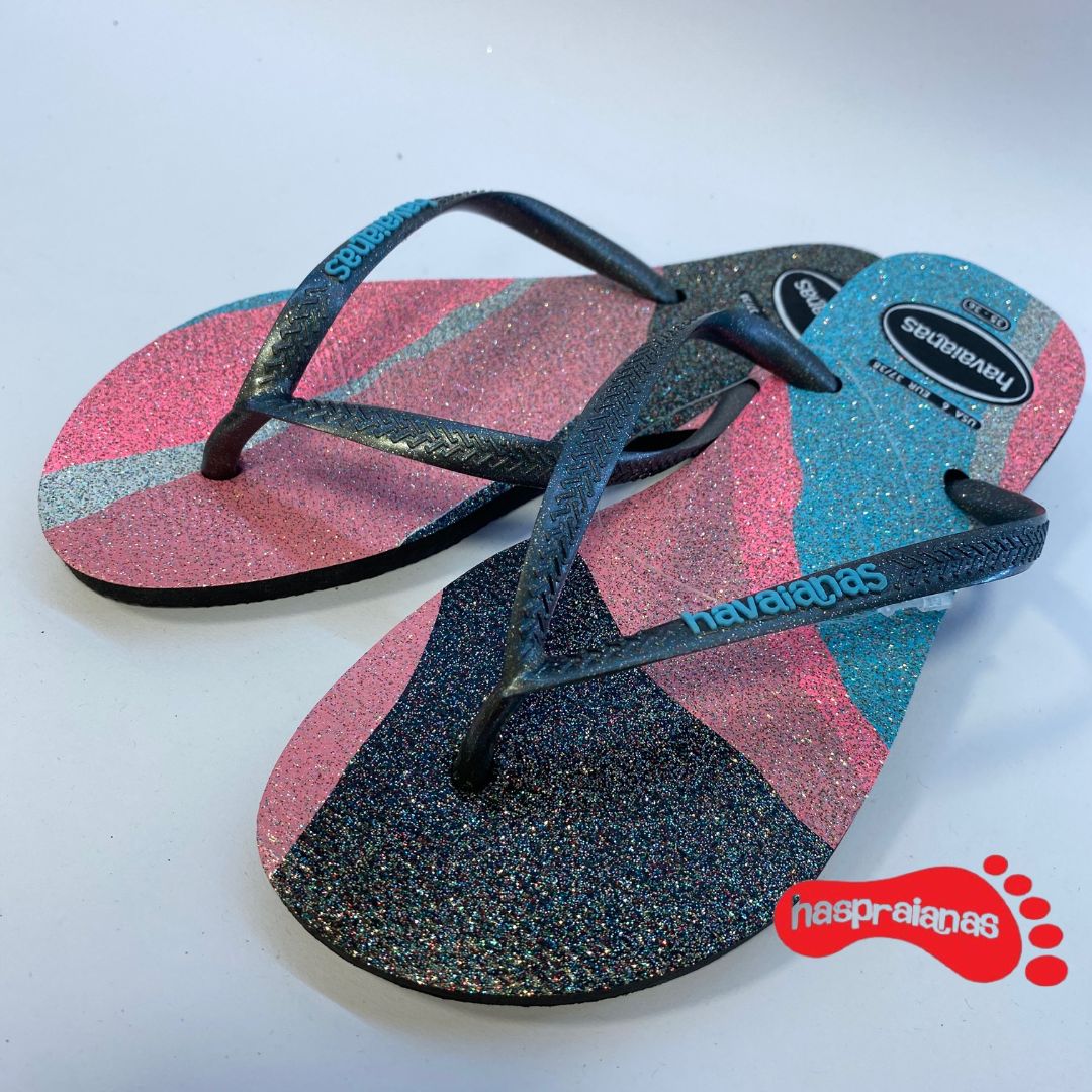 Chinelo Havaianas Slim Palette Glow Preta