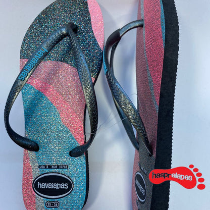 Chinelo Havaianas Slim Palette Glow Preta