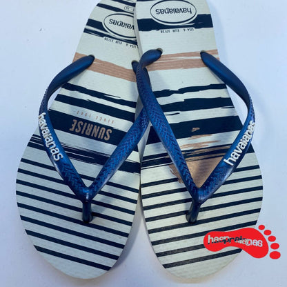 Chinelo Havaianas Slim Nautical Branco /Marinho