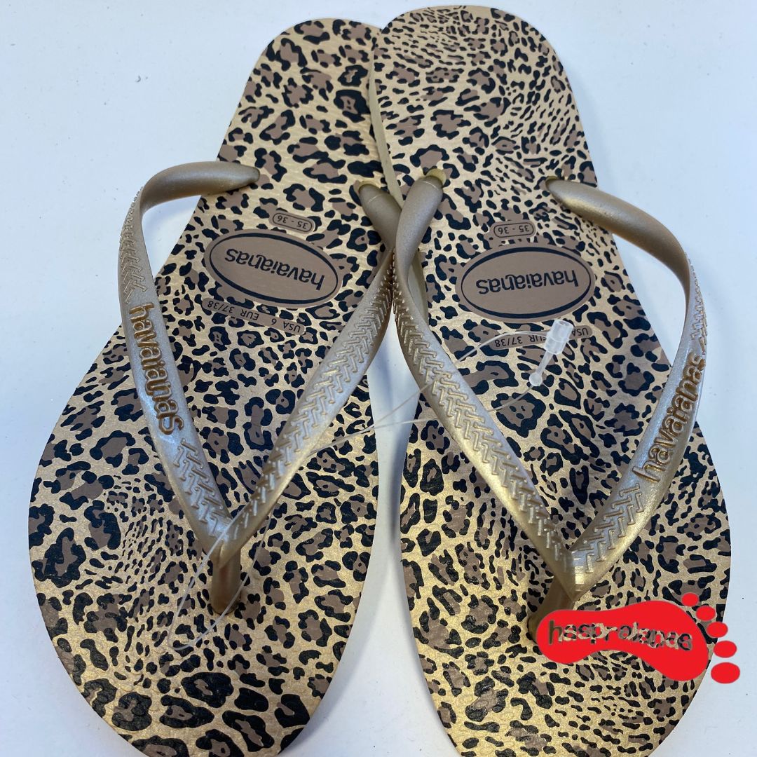 Chinelo Havaianas Slim Animais Areia/Dourado