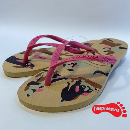 Chinelo Havaianas KIDS Slim Pets Dourado