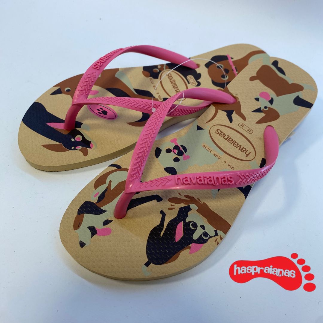 Chinelo Havaianas KIDS Slim Pets Dourado