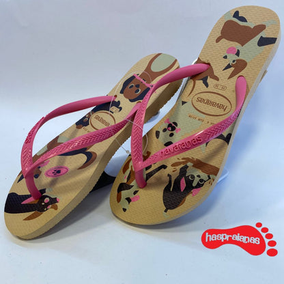 Chinelo Havaianas KIDS Slim Pets Dourado