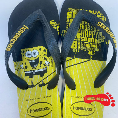 Chinelo Havaianas Top Spongebob Preto/Amarelo