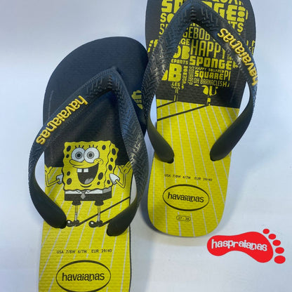 Chinelo Havaianas Top Spongebob Preto/Amarelo