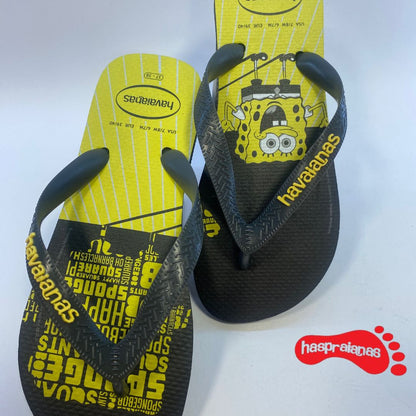 Chinelo Havaianas Top Spongebob Preto/Amarelo