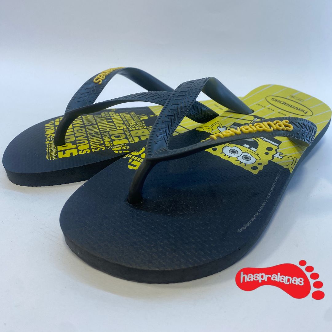 Chinelo Havaianas Top Spongebob Preto/Amarelo