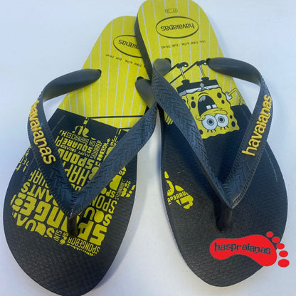 Chinelo Havaianas Top Spongebob Preto/Amarelo