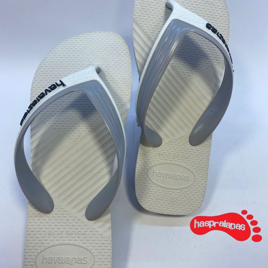 Chinelo Havaianas Dual Branco e Cinza Gelo