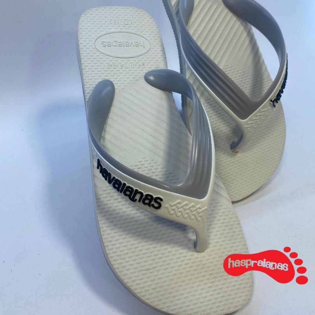 Chinelo Havaianas Dual Branco e Cinza Gelo