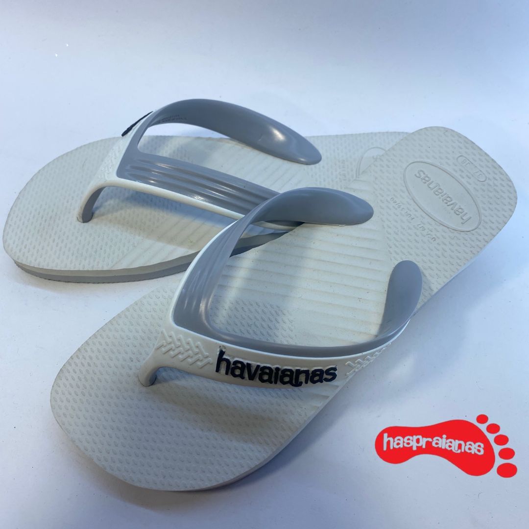 Chinelo Havaianas Dual Branco e Cinza Gelo