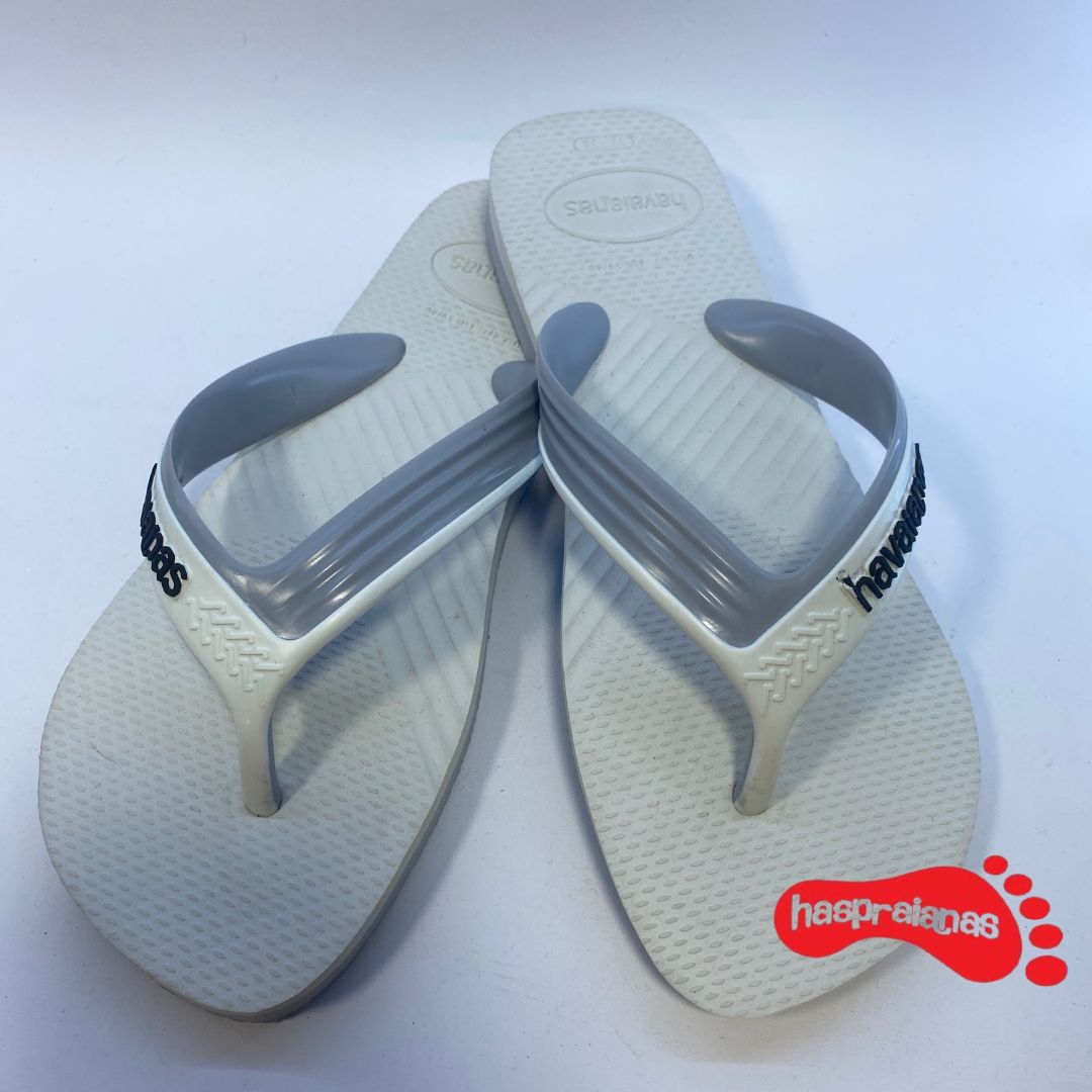 Chinelo Havaianas Dual Branco e Cinza Gelo