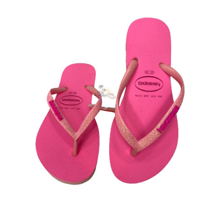 Chinelo Havaianas Slim Glitter Neon Rosa Macaron