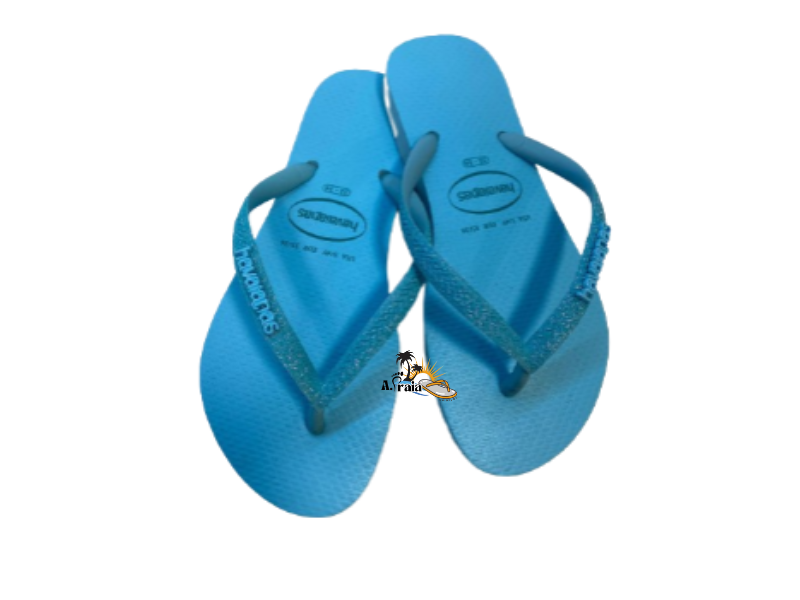 Chinelo Havaianas Slim Glitter Neon Azul Water