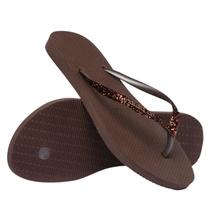 Chinelo Havaianas Slim Glitter II Cafe