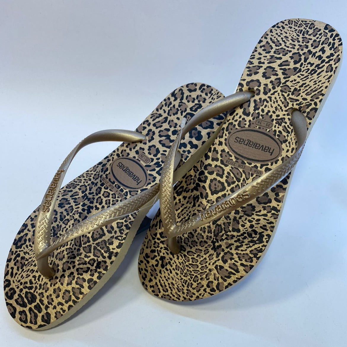 Chinelo Havaianas Slim Animais Areia/Dourado