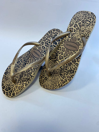 Chinelo Havaianas Slim Animais Areia/Dourado