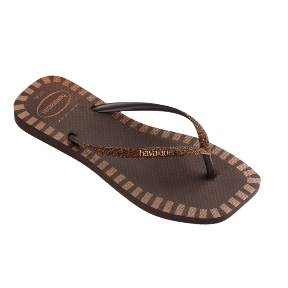 Chinelo Havaianas Glitter Contour Cafe