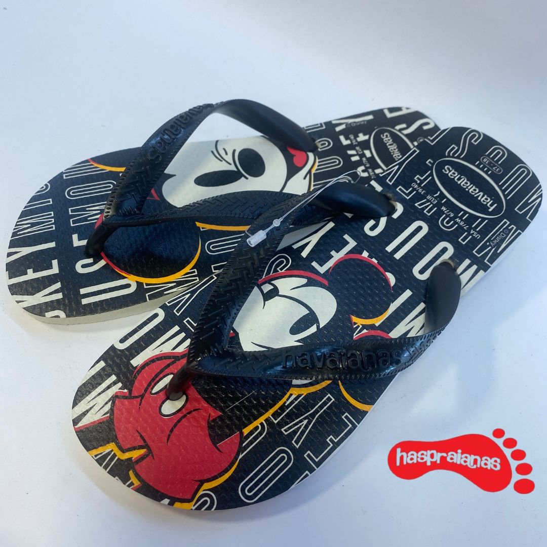 Chinelo Havaianas Top Disney branco e preto