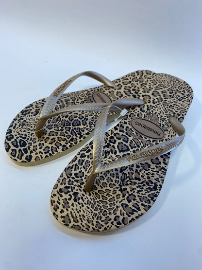 Chinelo Havaianas Slim Animais Areia/Dourado