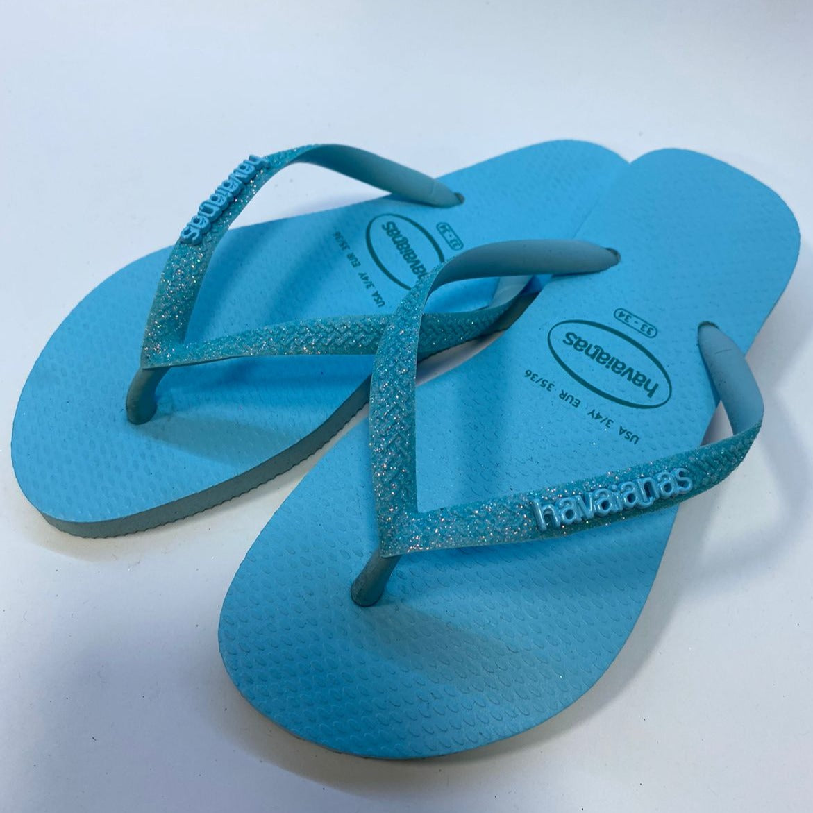 Chinelo Havaianas Slim Glitter Neon Azul Water