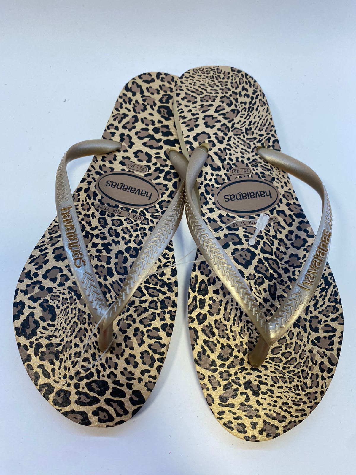 Chinelo Havaianas Slim Animais Areia/Dourado