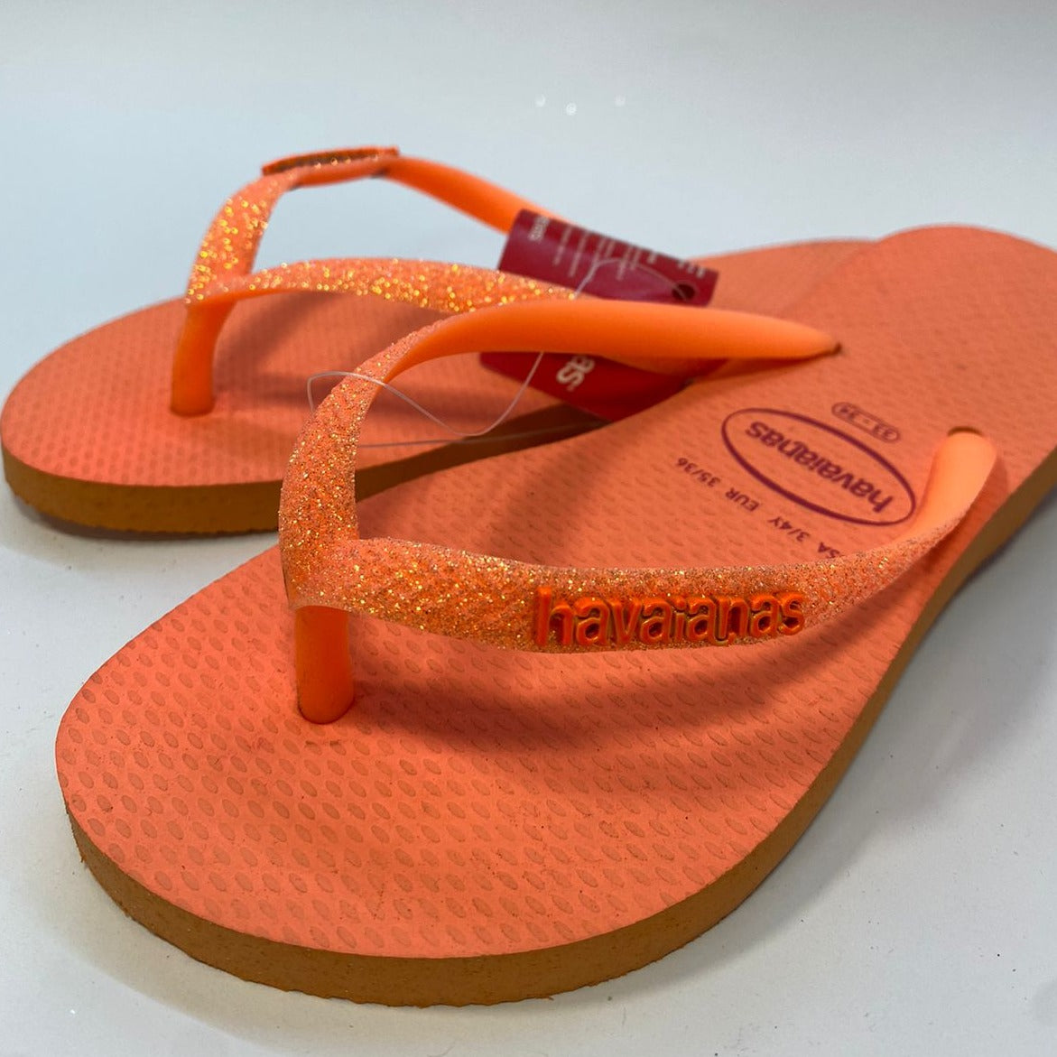 Chinelo Havaianas Slim Glitter Neon Coral Spark